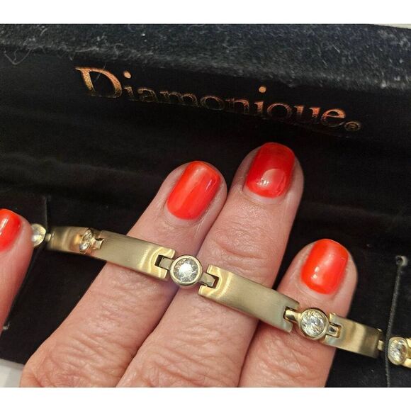 NWOT Vintage Speidel Gold toned bracelet w/ Cubic Zirconia: 7.5 - Picture 1 of 7